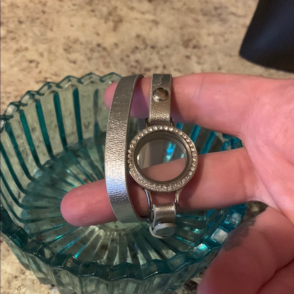 Origami Owl wrap bracelet with medium living locket with Swarovski crystals